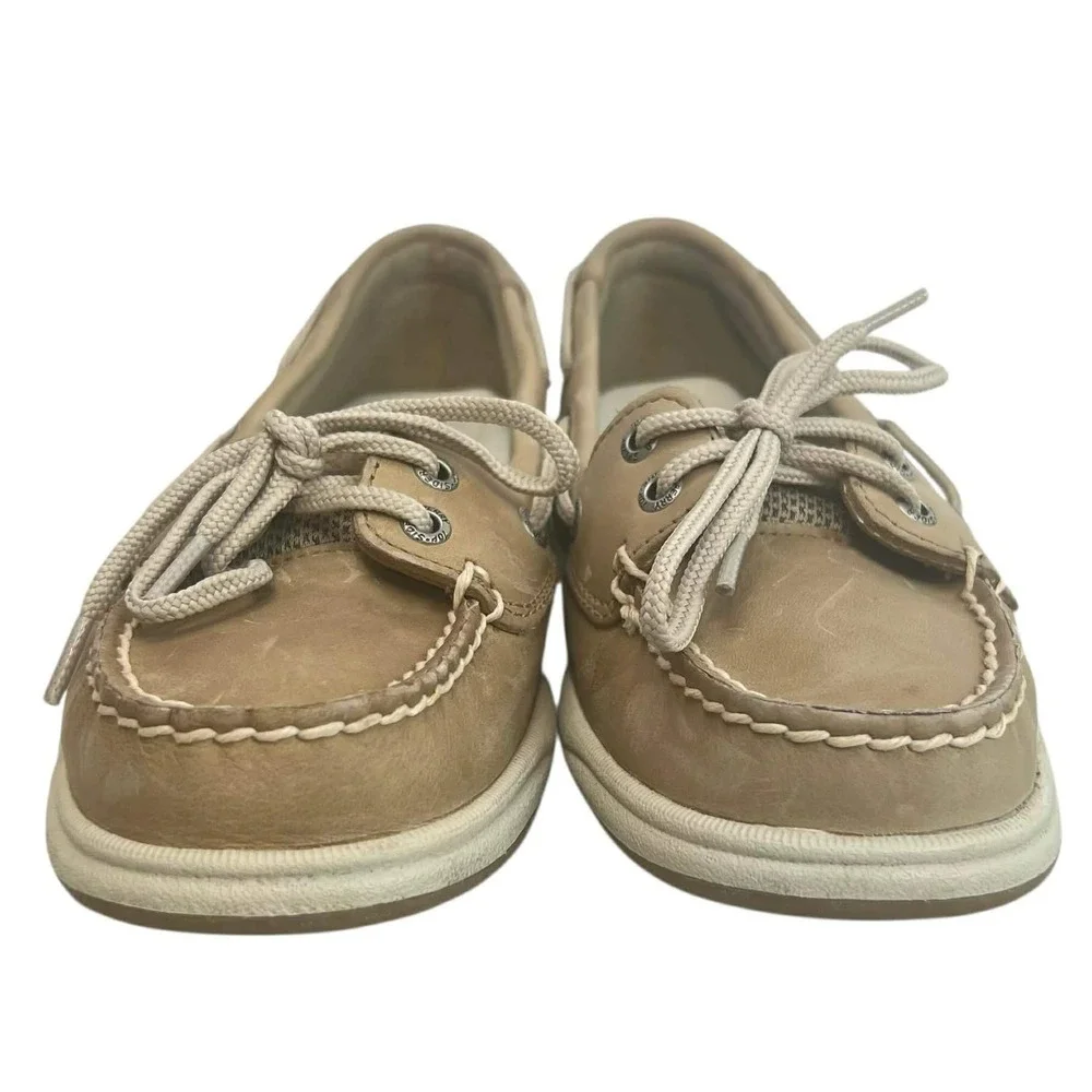 Sperry‎ Top Sider Boat Shoes Tan Leather Mesh Comfort Women's Size 8.5